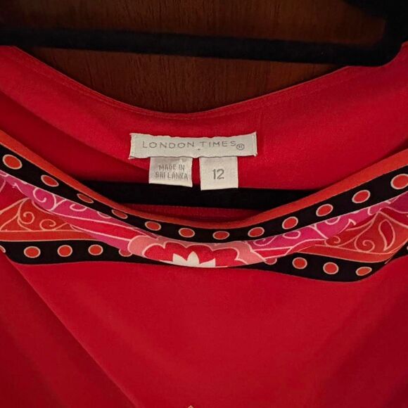 London Times 3/4 Sleeve Dress Size 12 Eclectic Global Colorful - Picture 2 of 4